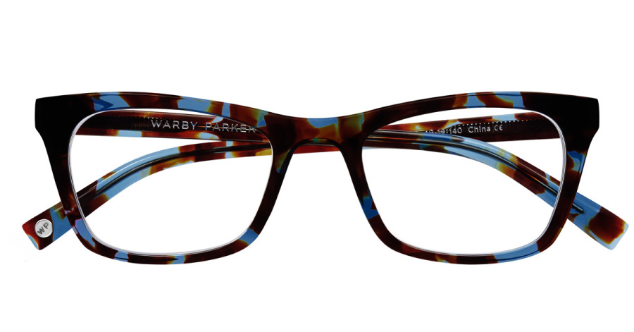 Warby-Parker_Simone_Blue-Coral_eyeglasses_topdown